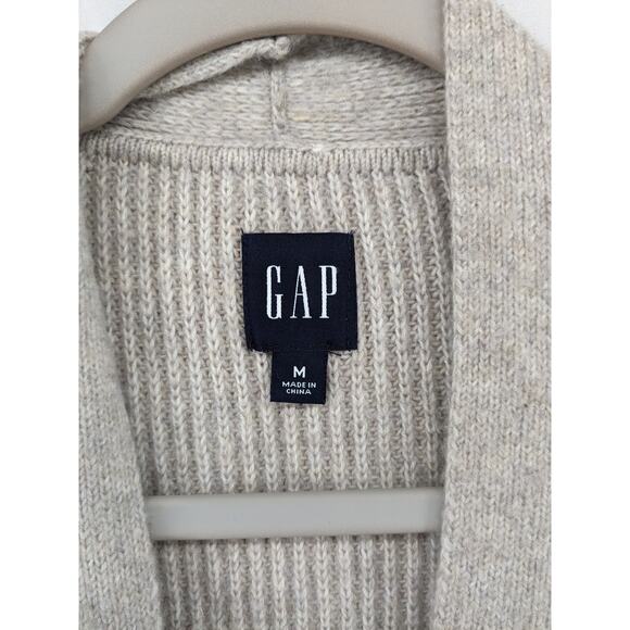 Gap Cardigan Sweater Medium Beige Open Front Ribbed Knit Layering Career Staple - Picture 3 of 9
